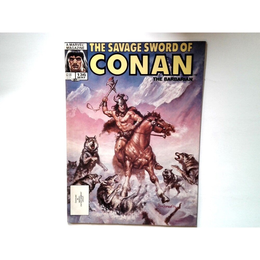 Savage Sword of Conan #136 Marvel Magazine Boris Vallejo 1987 PUNCH HOLES